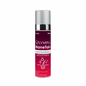 Olympia Pharmacy ManeTain topical minoxidil spray prescription bottle
